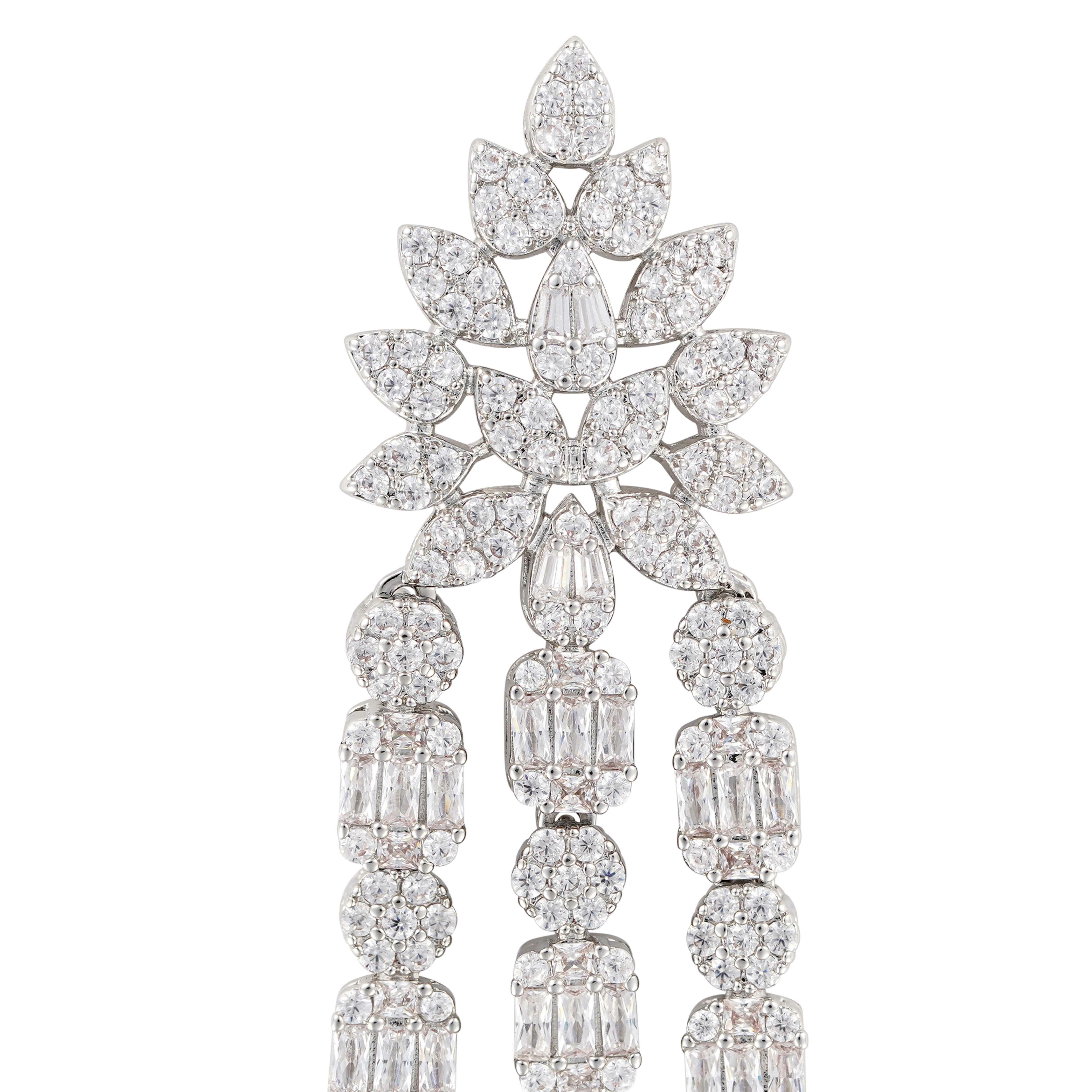 Crystal Pear Silver Earrings image 1