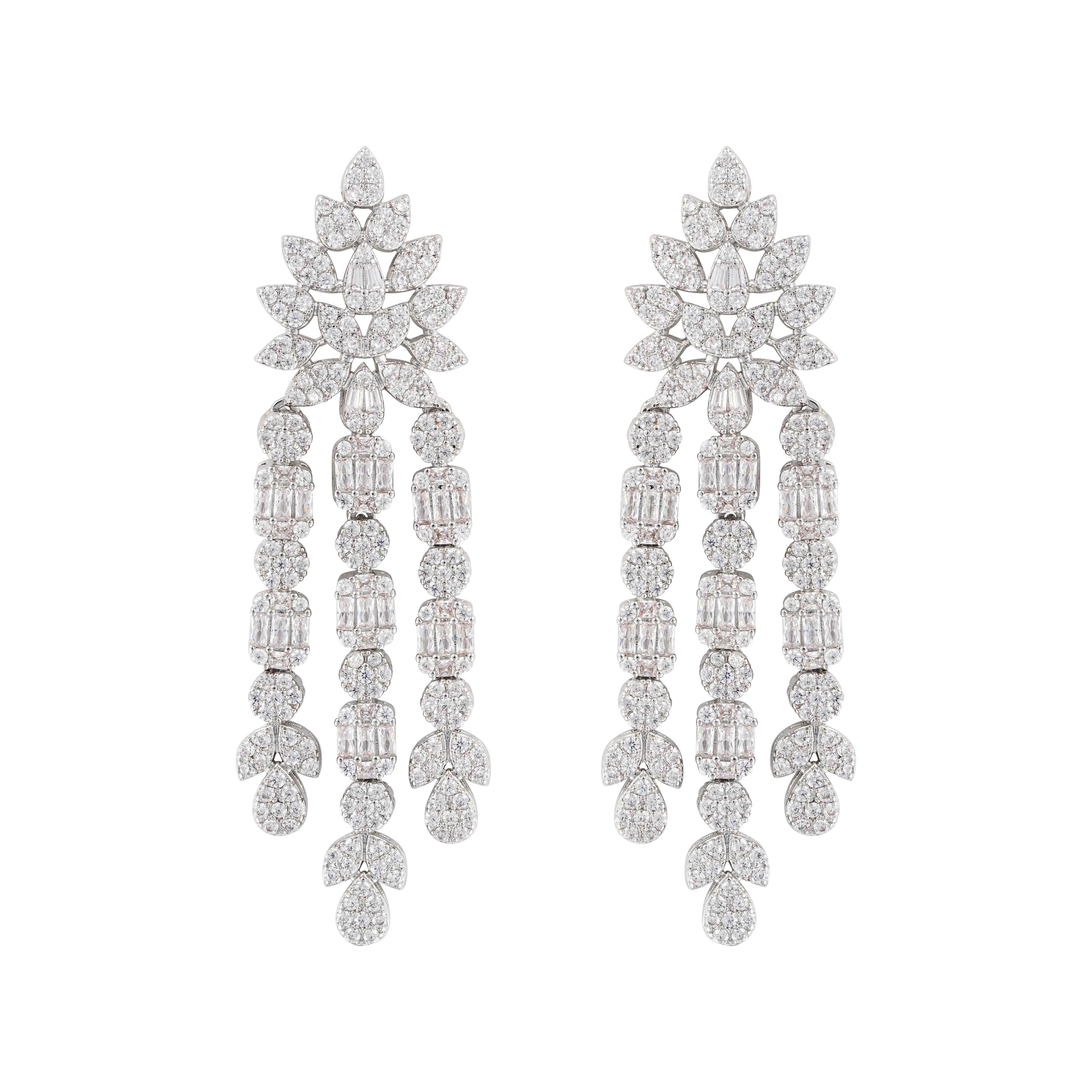 Crystal Pear Silver Earrings image 0