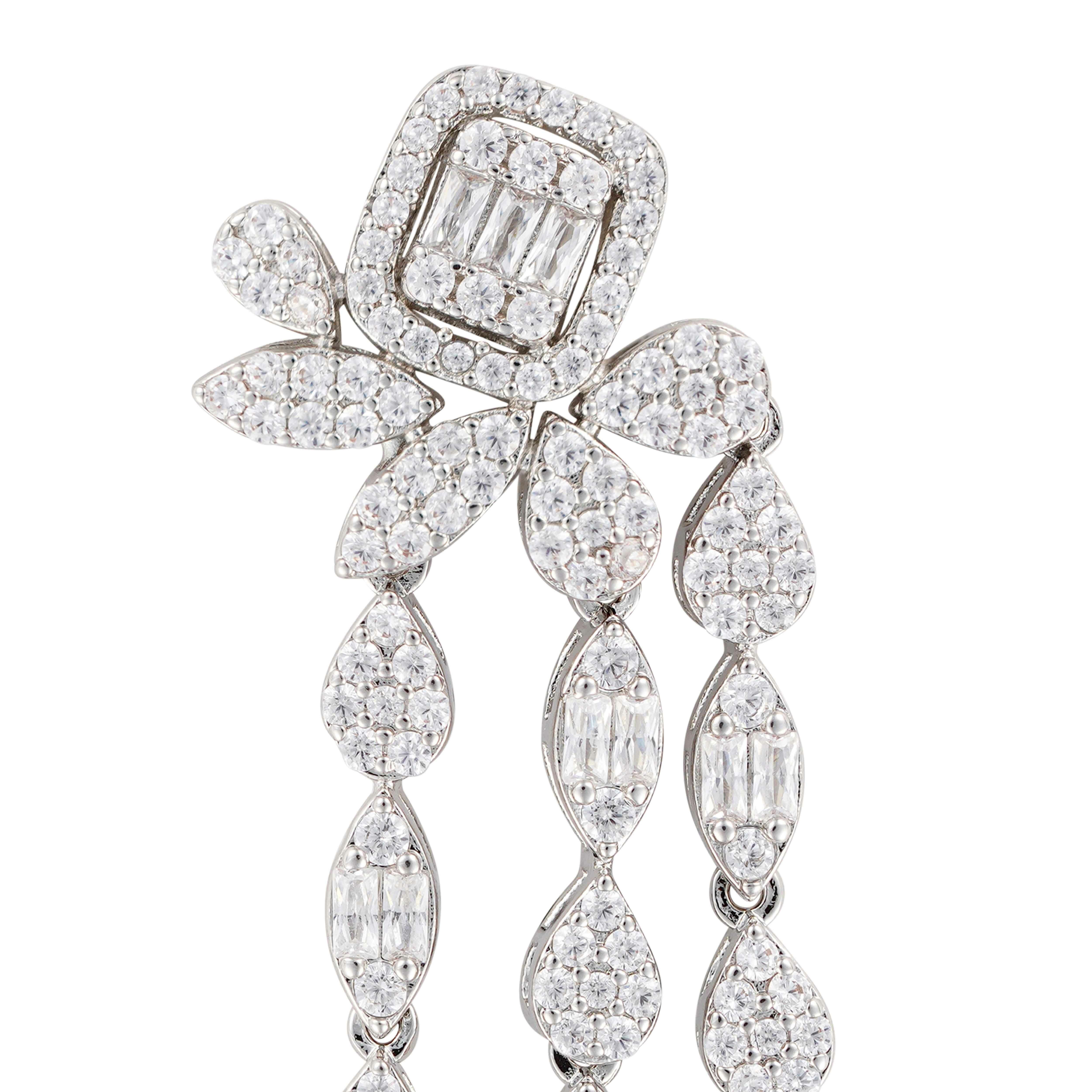 Crystal Pear Silver Earrings image 1