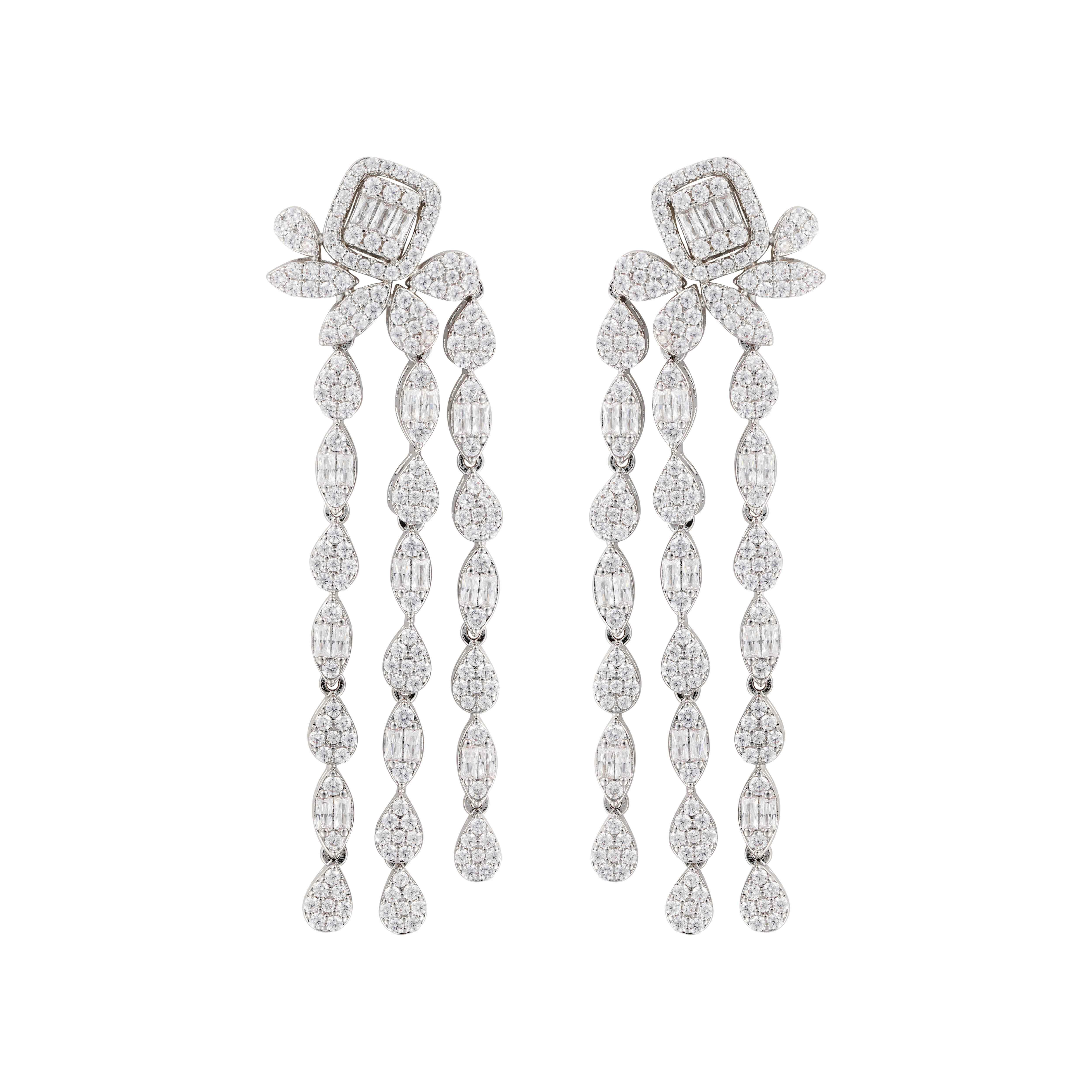 Crystal Pear Silver Earrings image 0