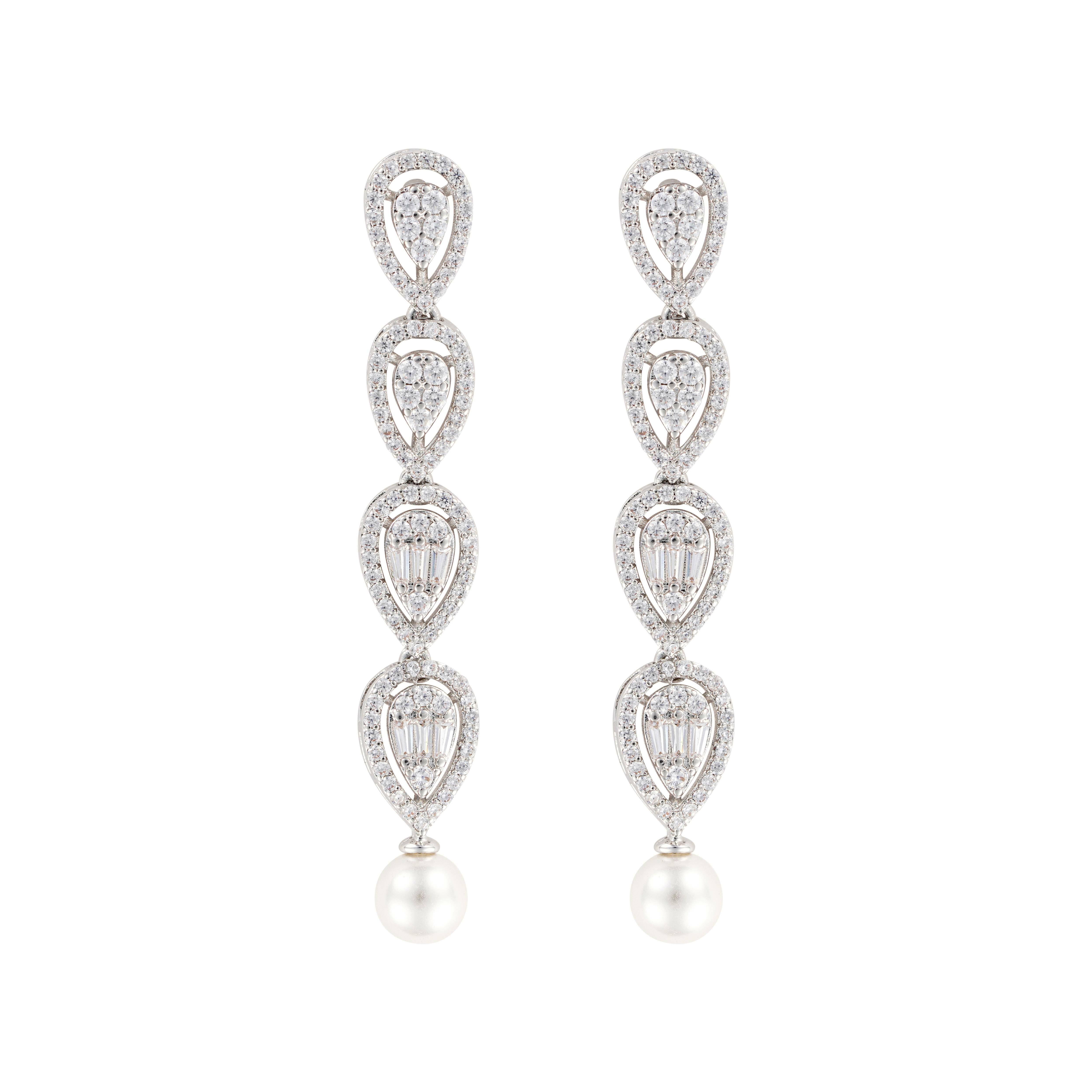 Crystal pearl Silver Earrings image 0