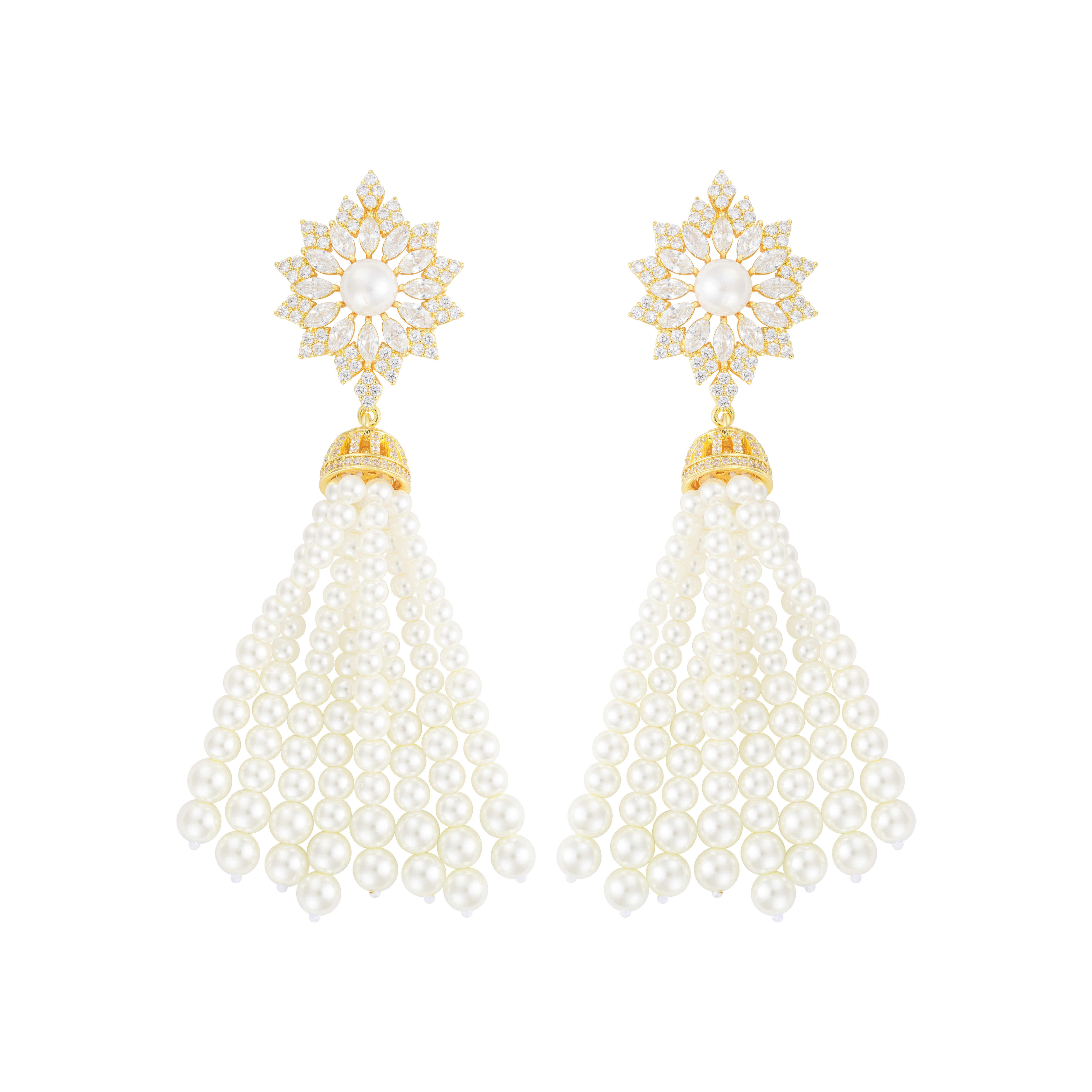 Gold Toned Pearl Earrings image 0