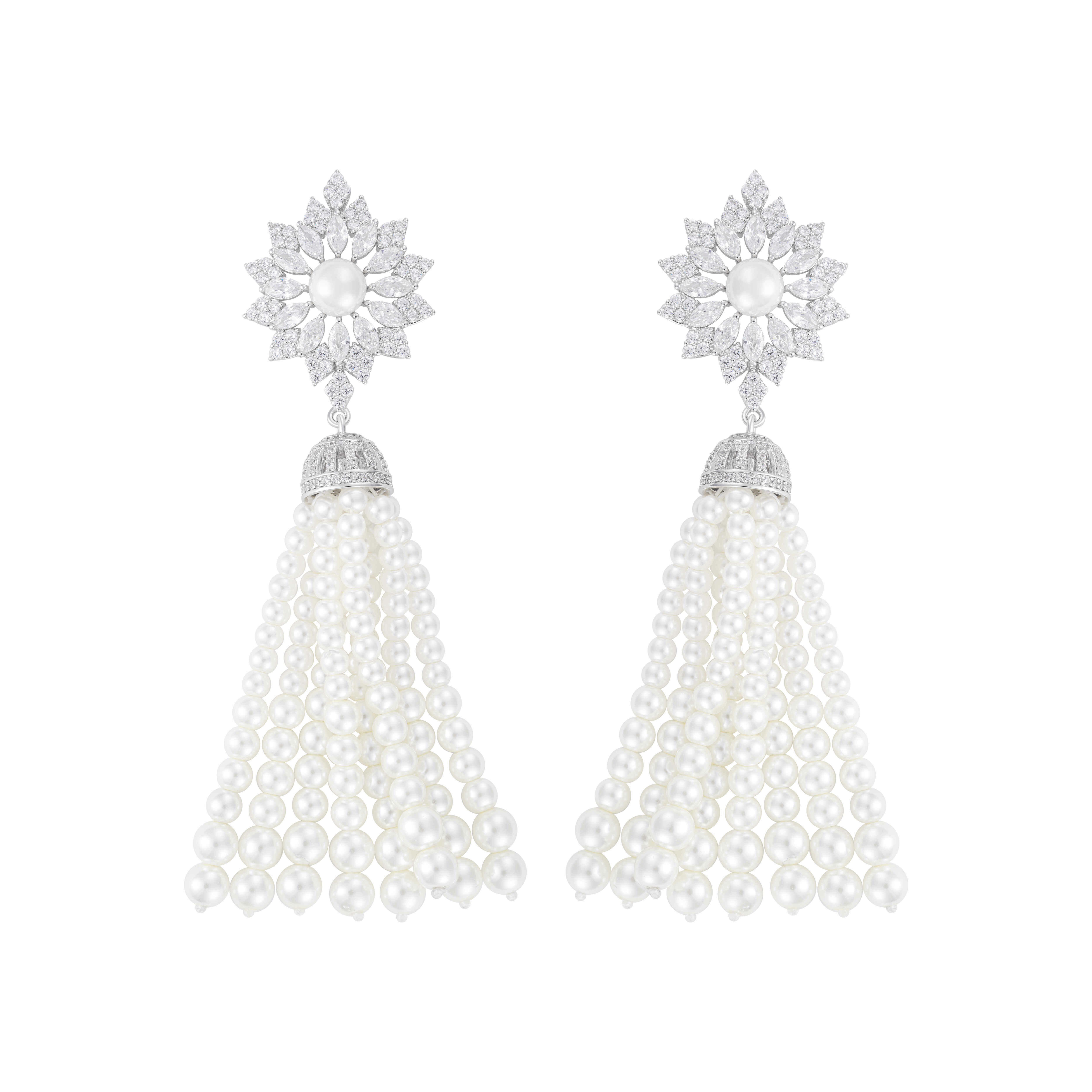 Silver Toned Pearl Earrings image 0