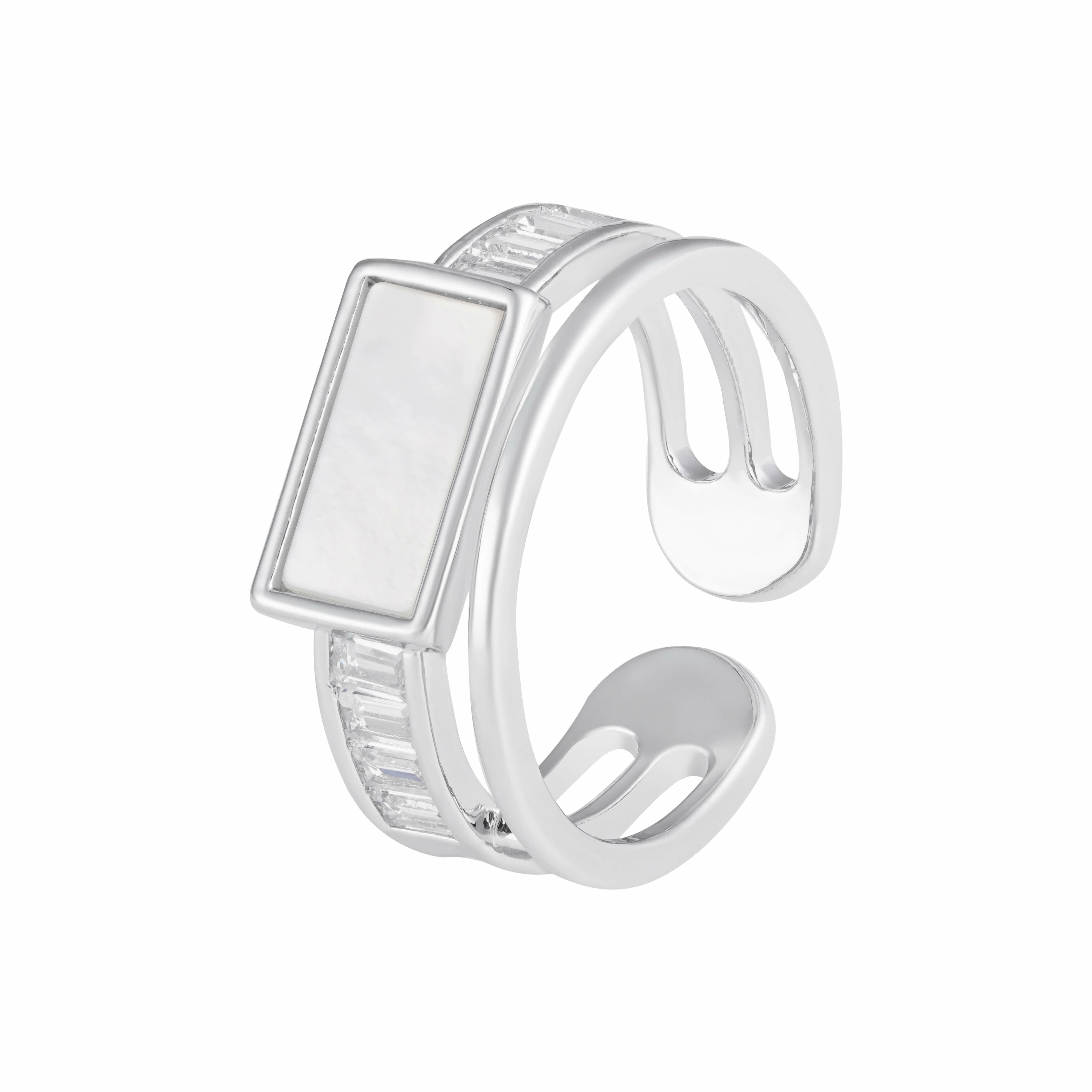 Silver Toned Shell Ring image 0