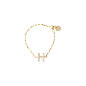 Gold Toned Letters Ring-H image 0
