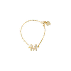 Gold Toned Letters Ring-M image 0