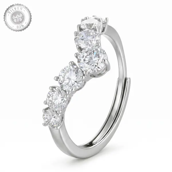 Silver Wave Zircon Ring image 0