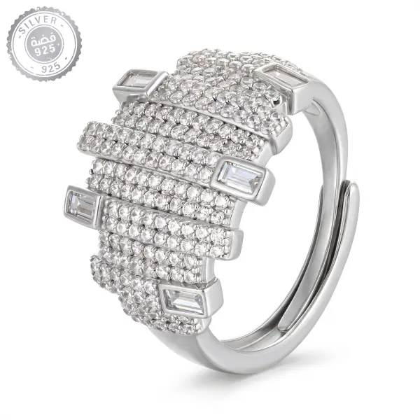 Wide Silver Zircon Ring image 0
