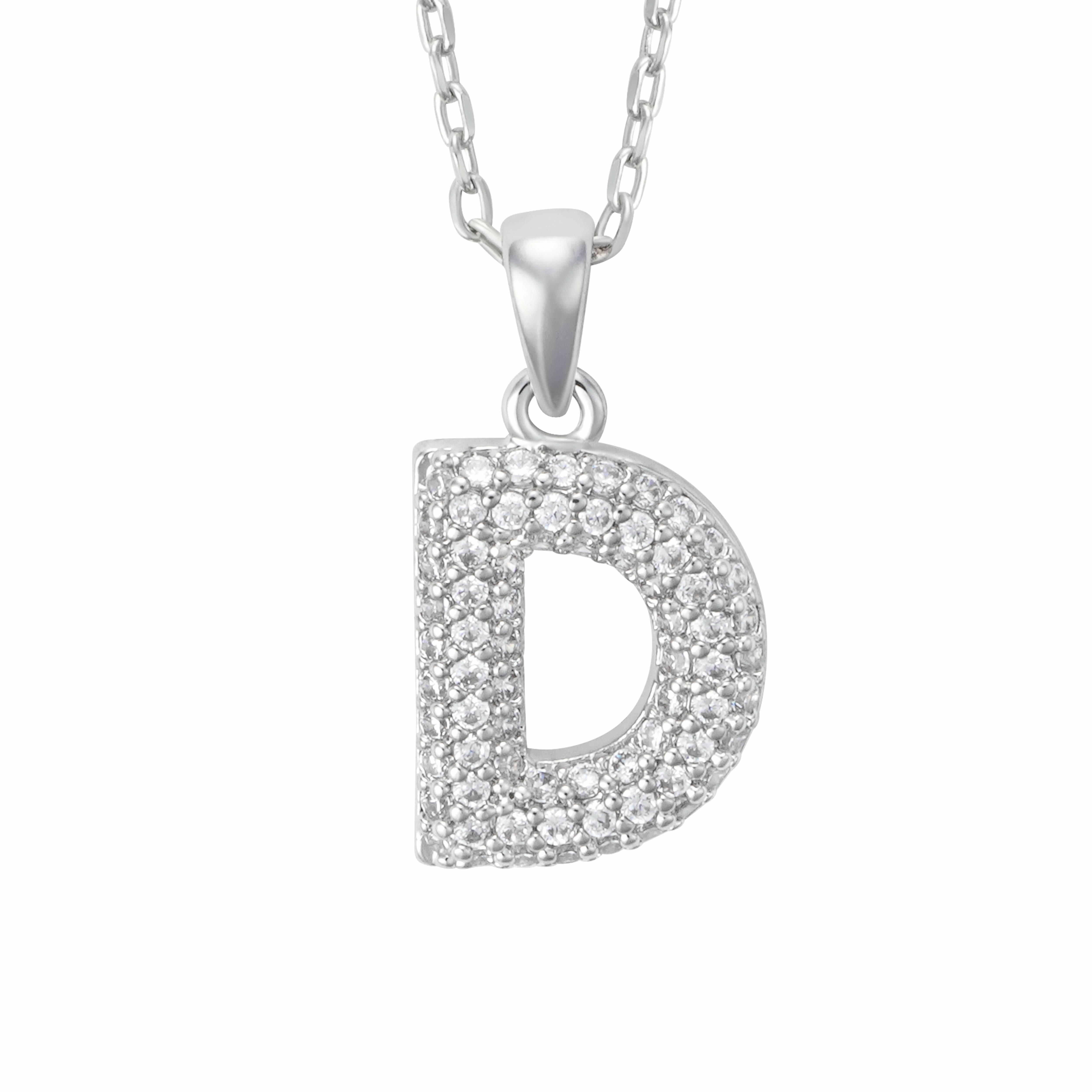 Silver Toned Letters Necklace-D image 1
