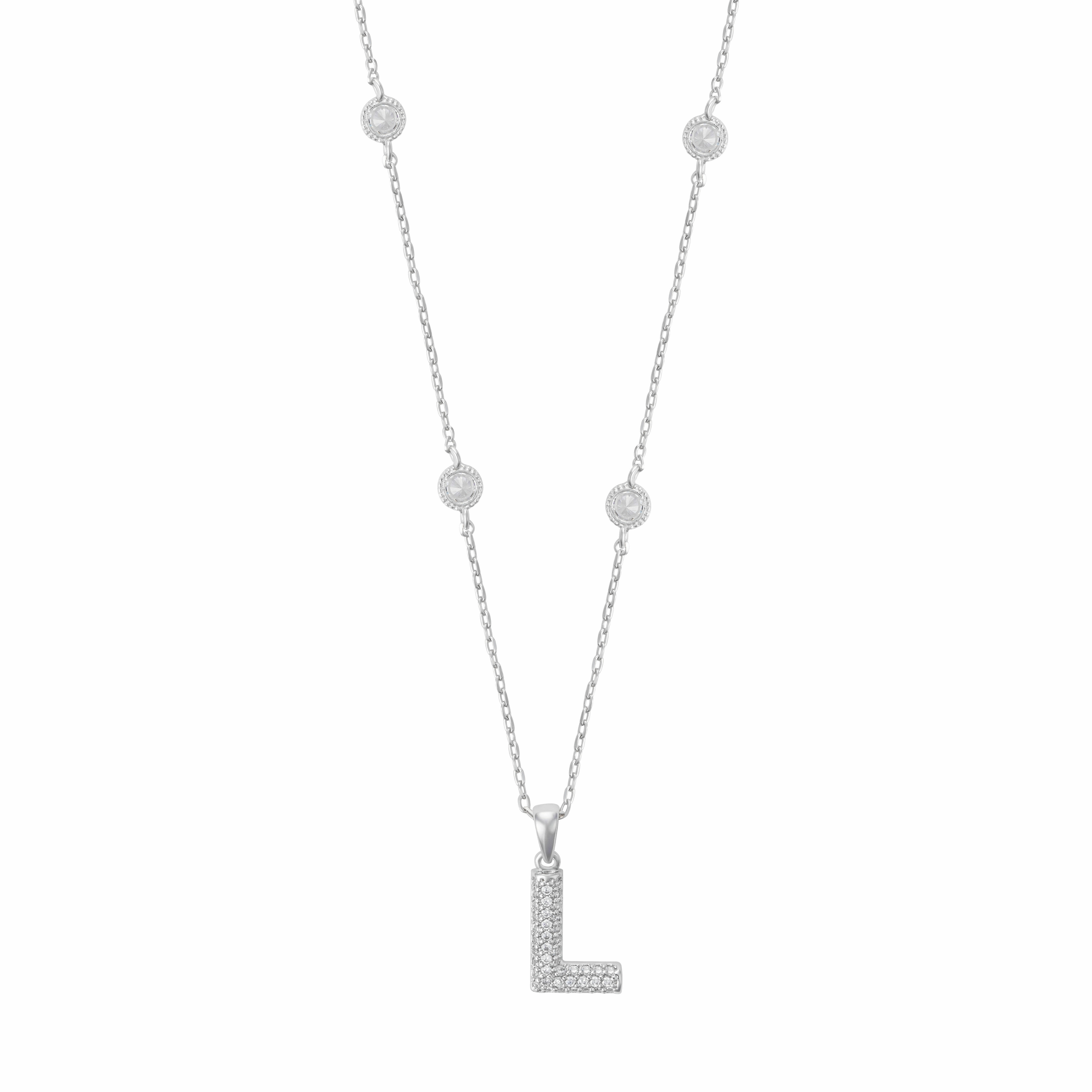 Silver Toned Letters Necklace-L image 0