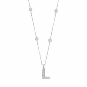 Silver Toned Letters Necklace-L image 0