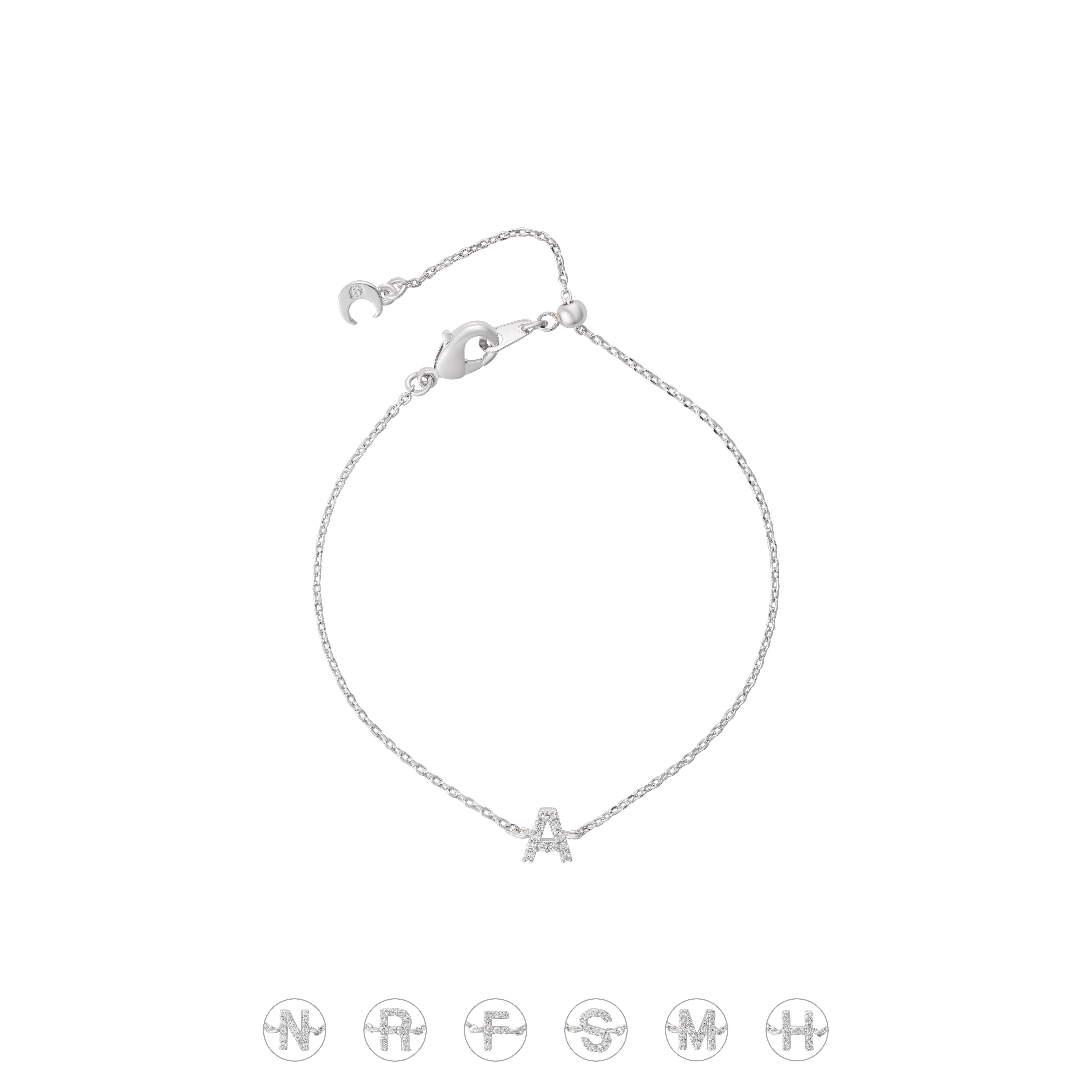 Silver Toned Letters Bracelet-A image 0
