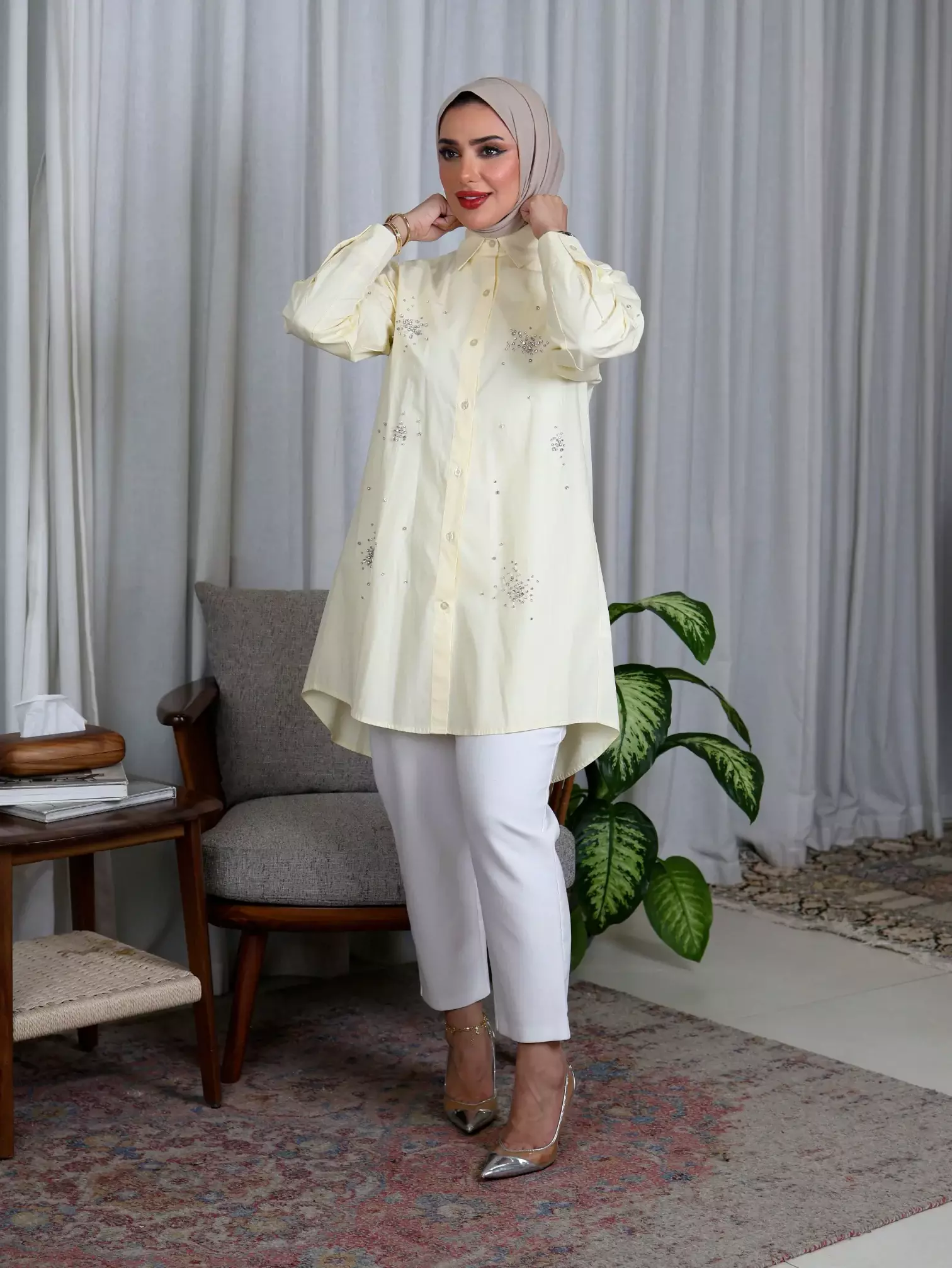 Attractive Cotton Shirt - Yellow - 1 image 0