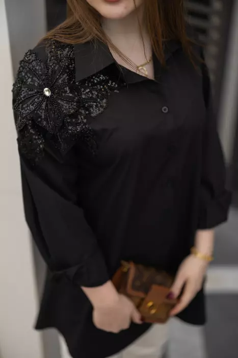 Elegant Cotton Shirt - Black - 5 image 2