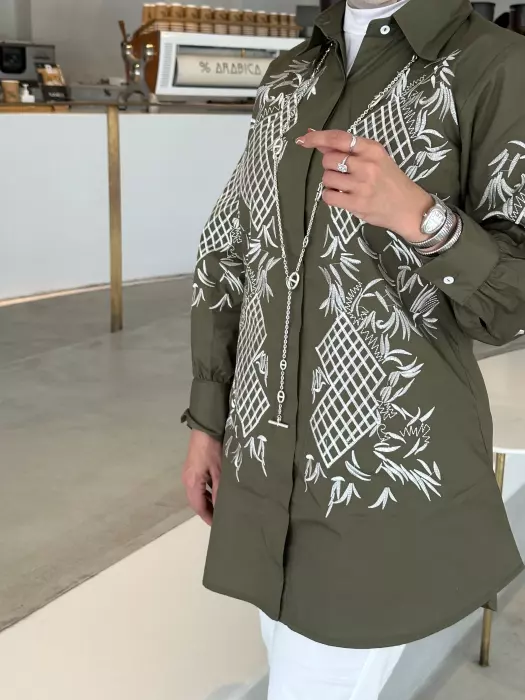 قميص من القطن الناعم - زيتي - 1 image 1