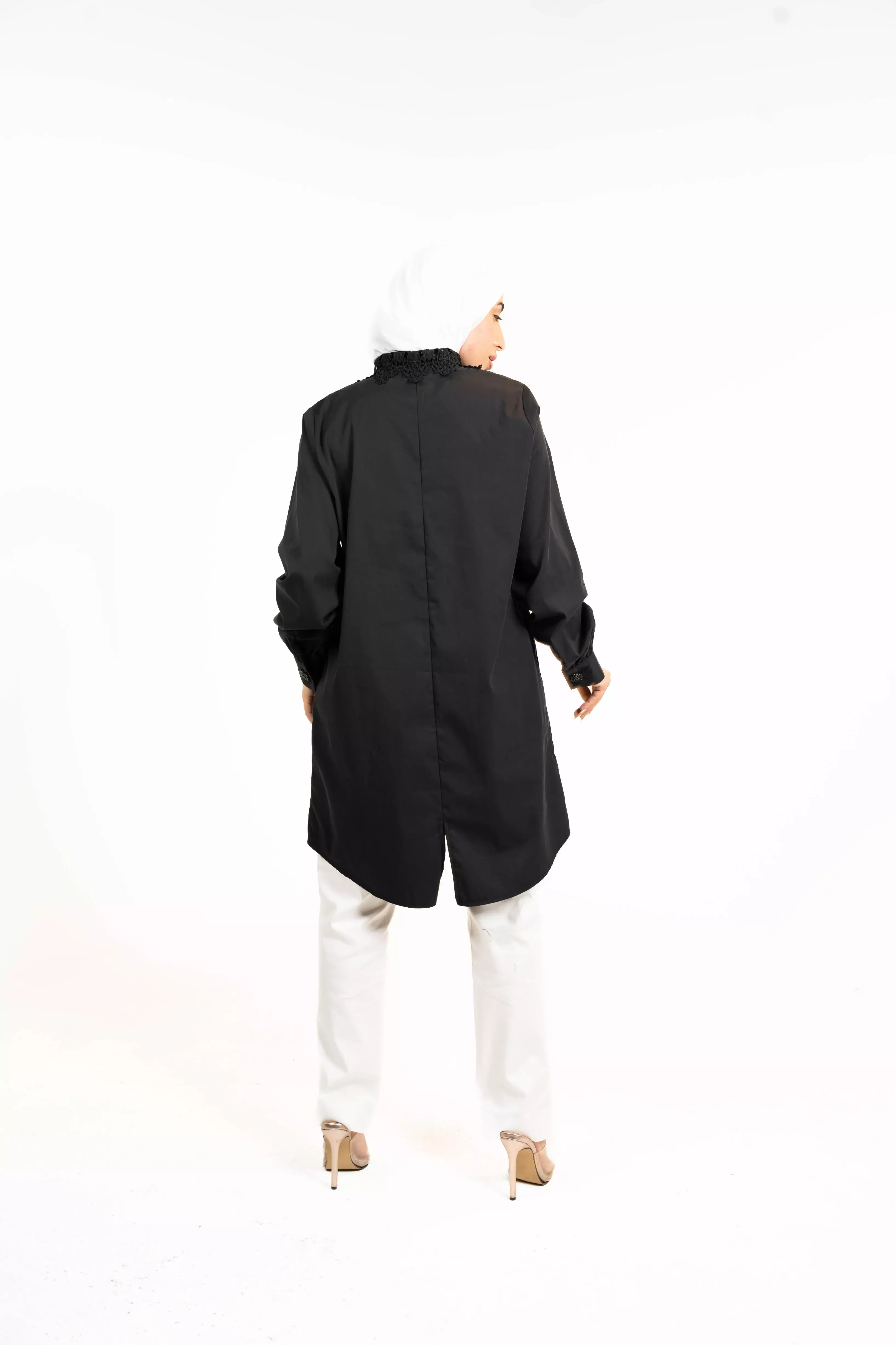 Cotton Shirt With Lace - Black - 2 image 3