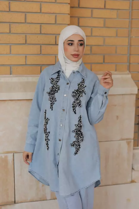 قميص عصري من الجينز - جينز ازرق - 1 image 2