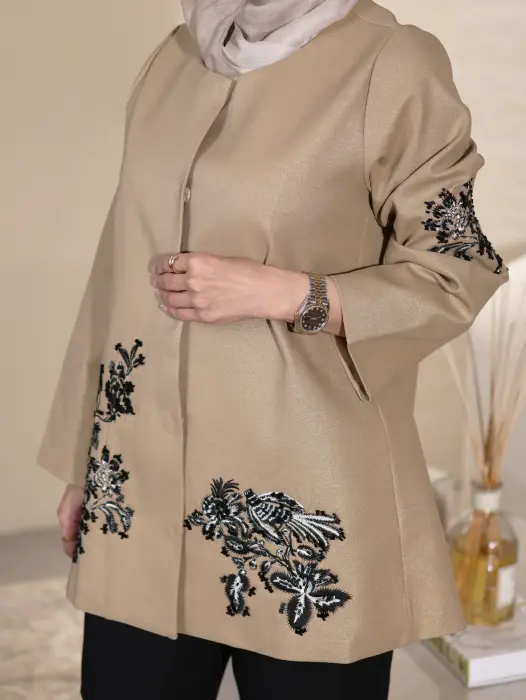 جاكيت مزين بتطريزات - بيج - 2 image 2