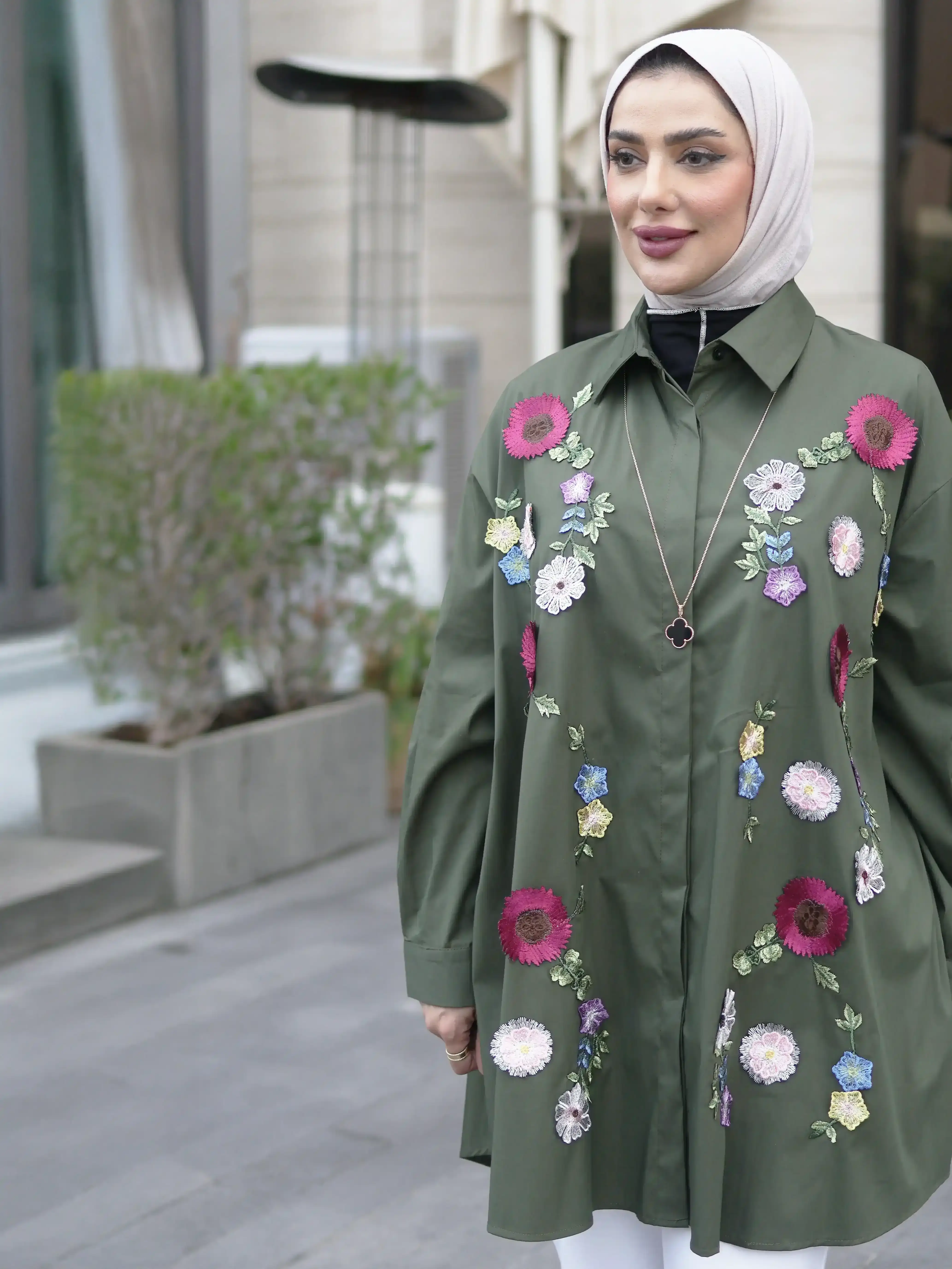 Elegant Cotton Shirt - Light Olive - FS image 3