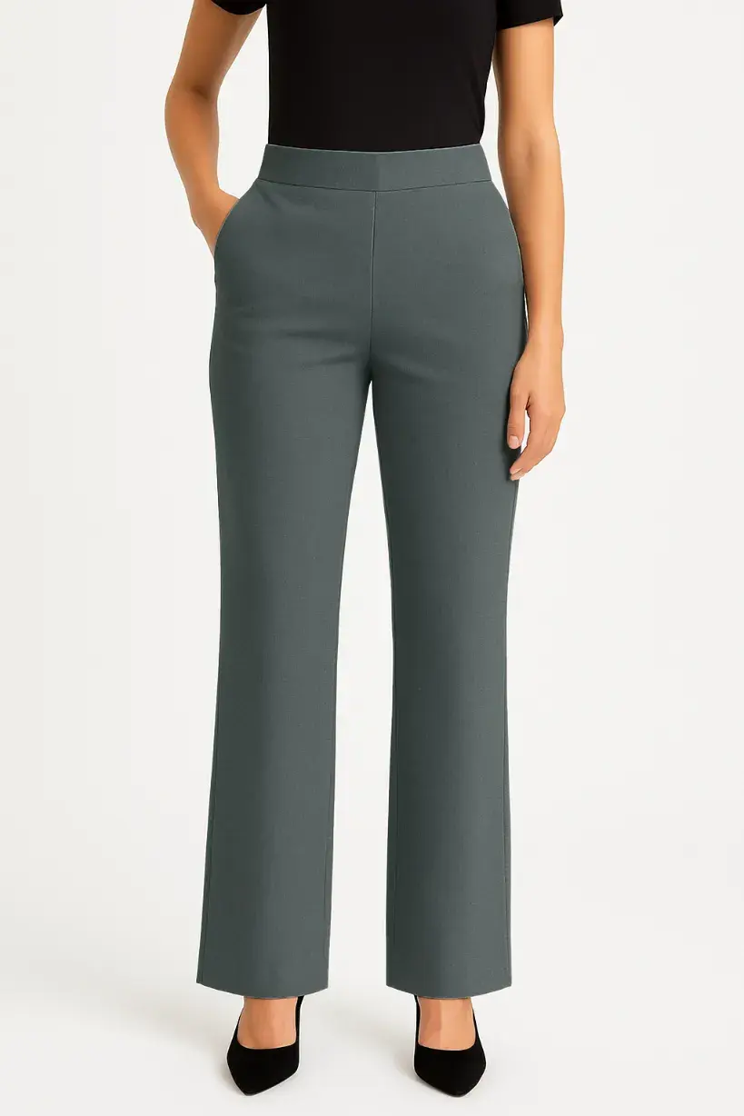 High Waist Pants With A Belt Behind Them - Mauve - 4 image 23