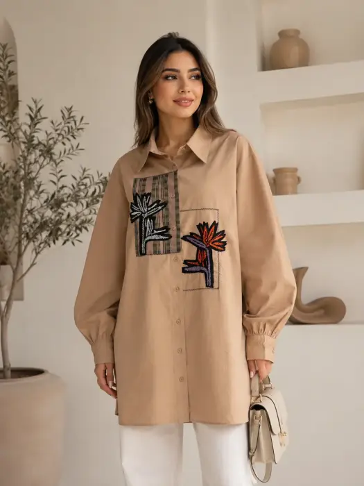 قميص نسائي-بيج-1 image 0