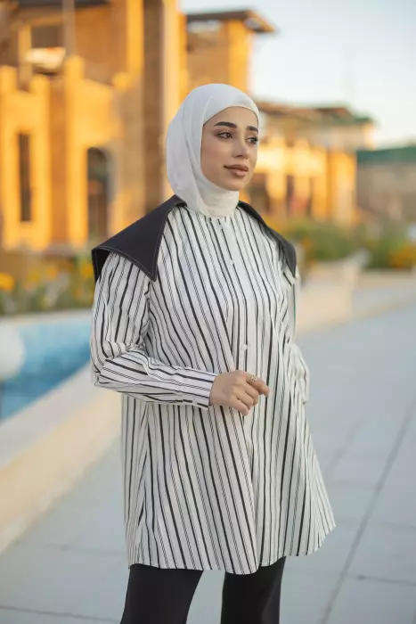 قميص مقلم نسائي قطني image 3