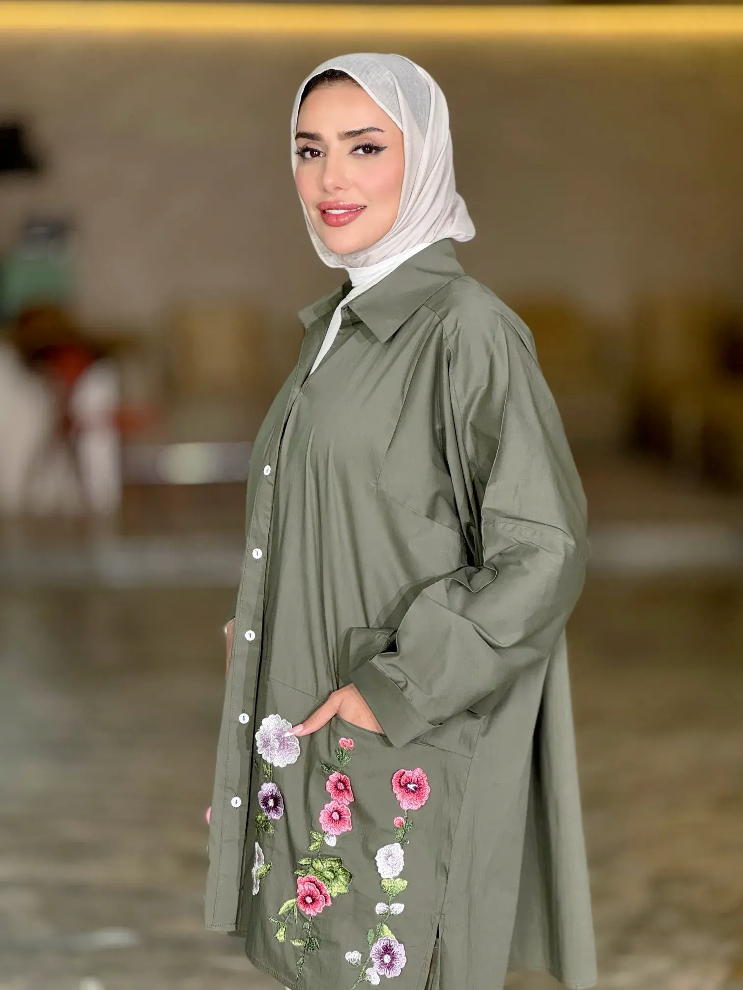 shirt with front pockets - Dark Olive - FS image 2