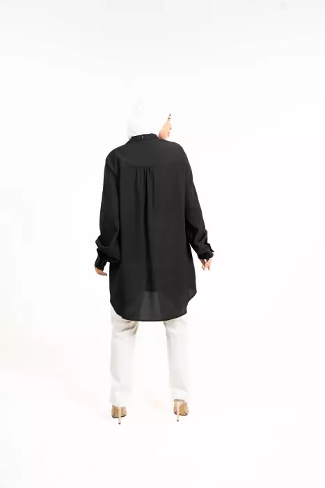 قميص من الشيفون - اسود - 6 image 2