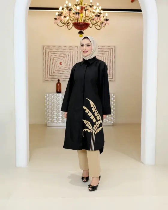 قميص أسود نسائي طويل