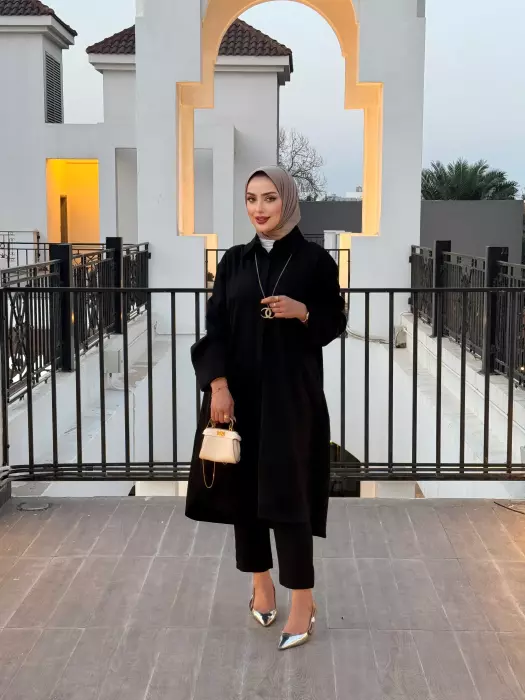 قميص طويل من الشامواه - اسود - 3 image 0