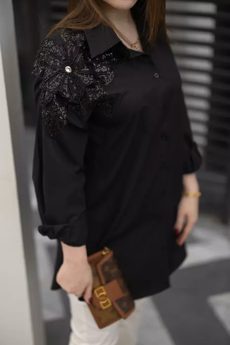 Elegant Cotton Shirt - Black - 5 image 1