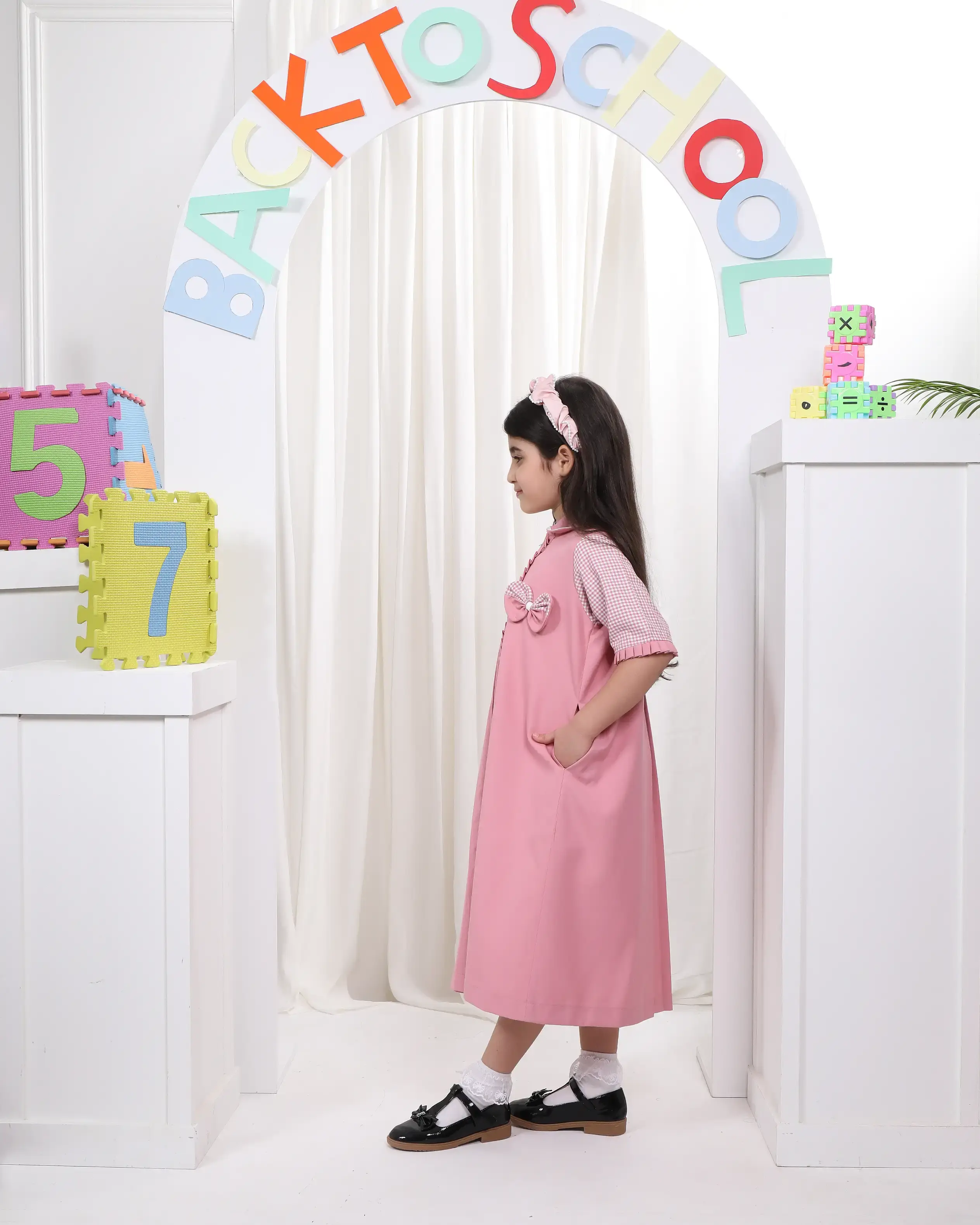 Full school uniform with bow and short sleeves - Pink - 10 image 1