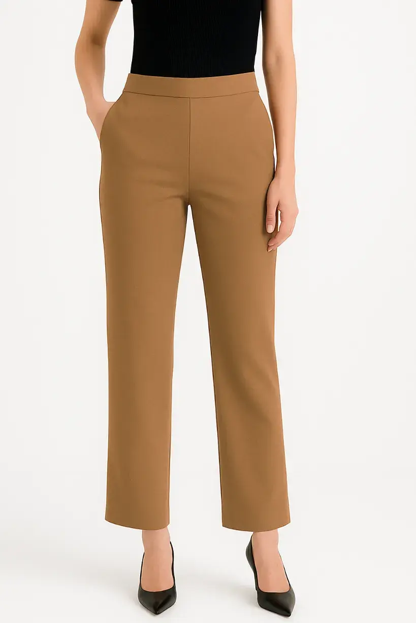 High Waist Pants With A Belt Behind Them - Mauve - 4 image 21