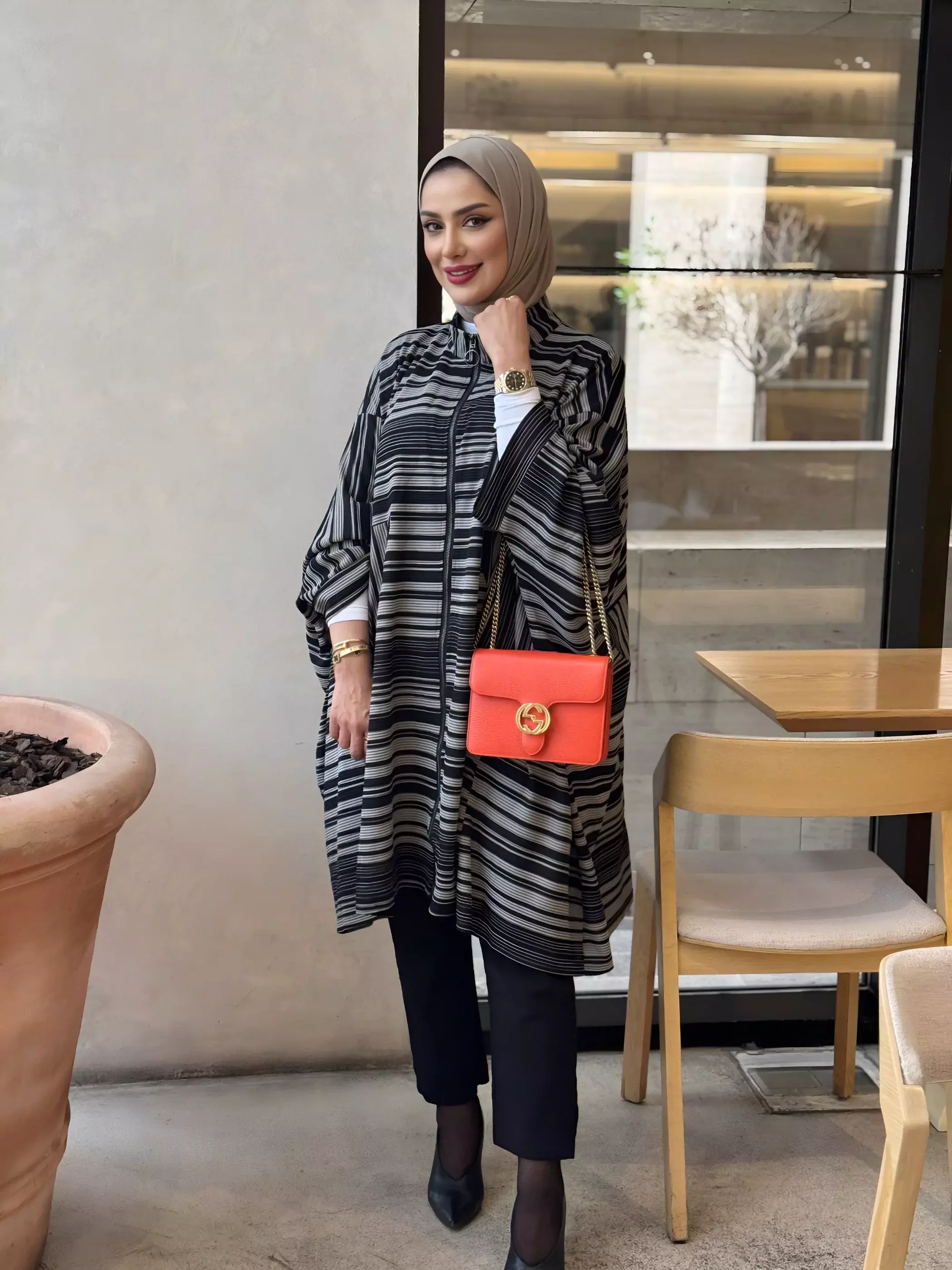 قميص طويل واسع وعصري - رمادي - FS image 2