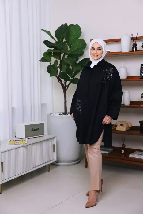 قميص من الكتان - اسود - FS image 1