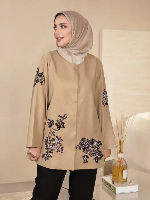 جاكيت مزين بتطريزات - بيج - 2 image 1