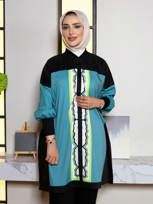 قميص قطني نسائي بنقشة فريدة image 1