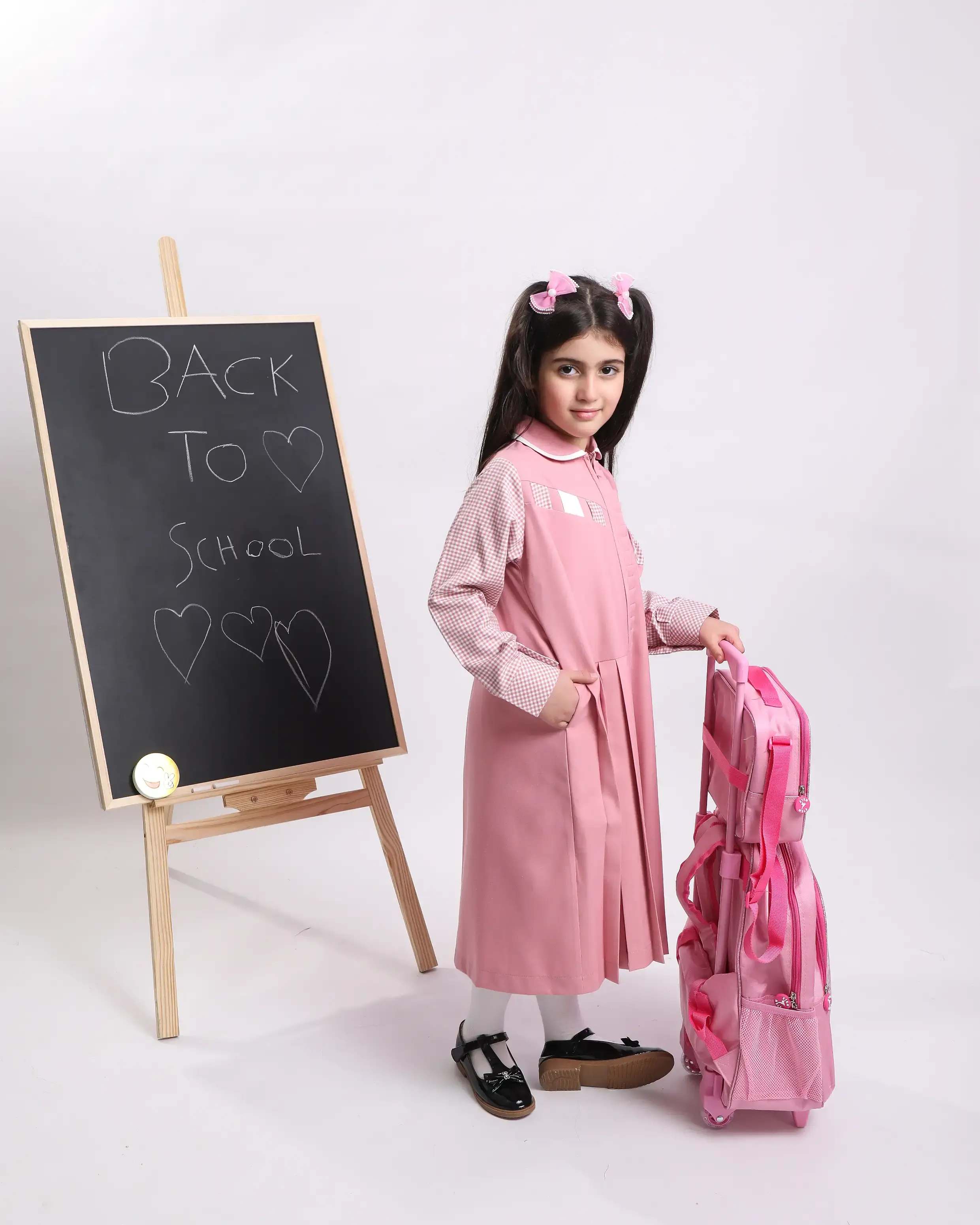Full school uniform with bow and long sleeves - Pink - 6 image 3