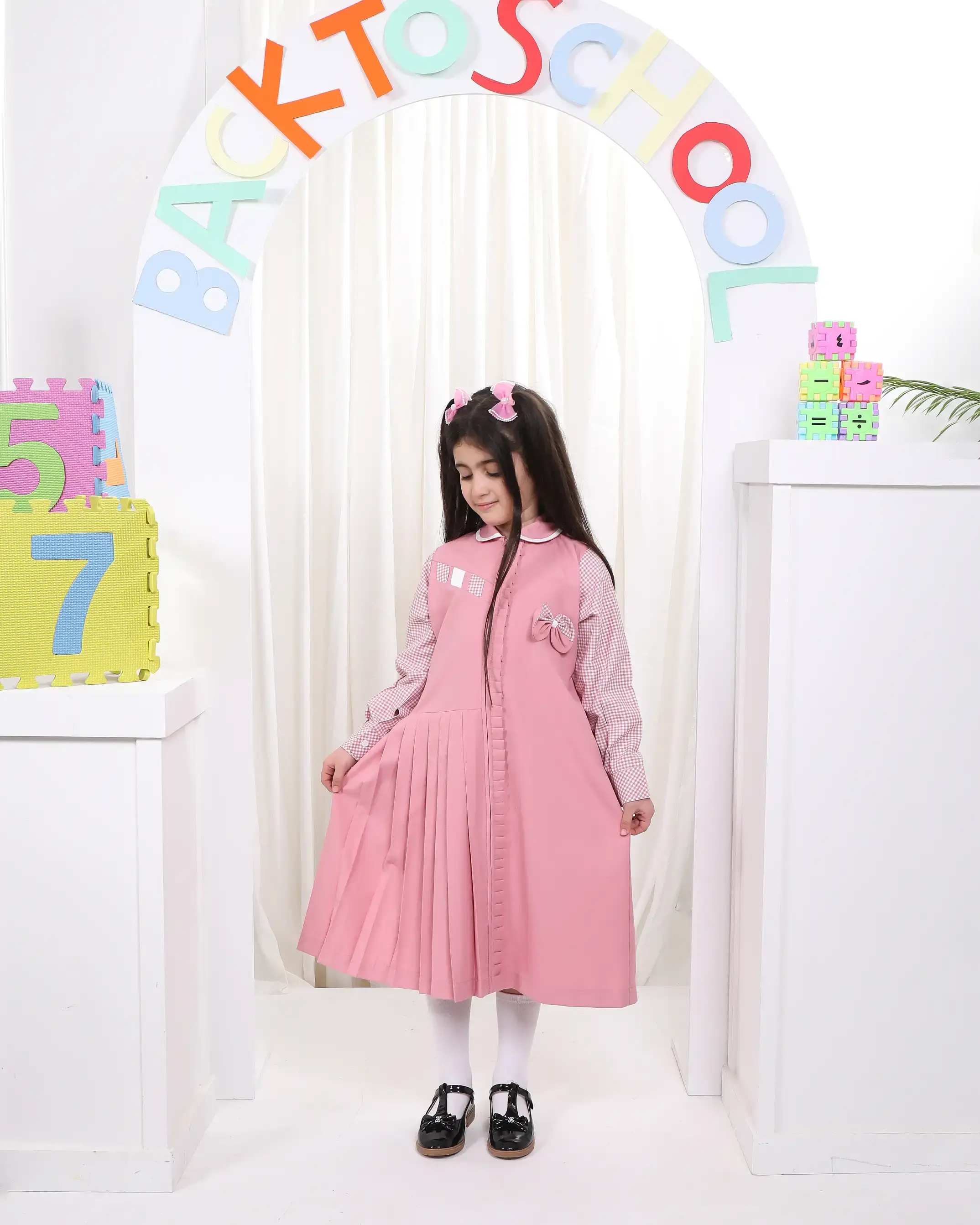 Full school uniform with bow and long sleeves - Pink - 6 image 0