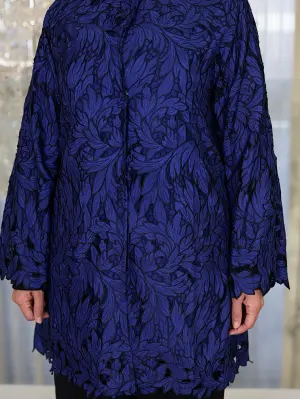 Jacket made of guipure lace-Navy-4 image 3