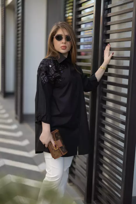 Elegant Cotton Shirt - Black - 5 image 0