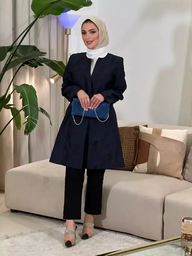 جاكيت من الجاكار الأورجانزا - كحلي - 2 image 0