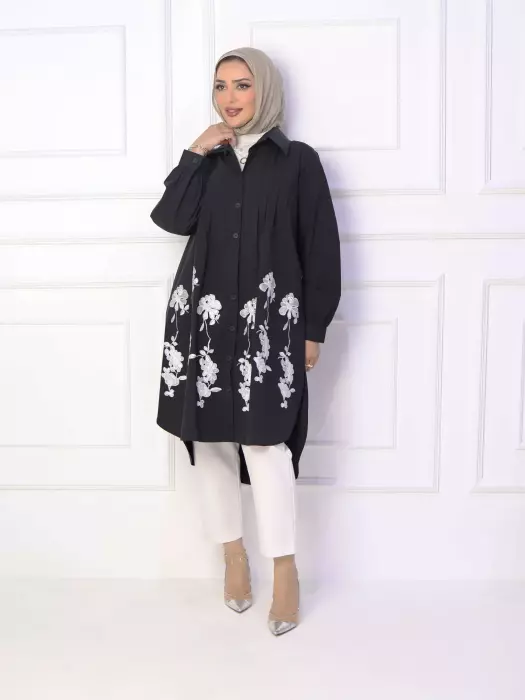 Long Cotton Shirt With Rose image 4