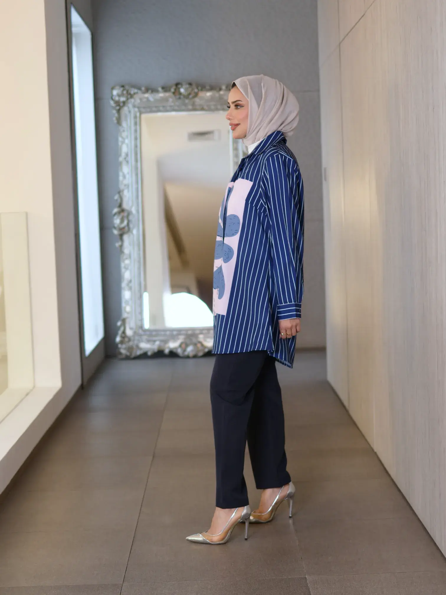 Striped shirt with print - Blue striped - 2 image 1