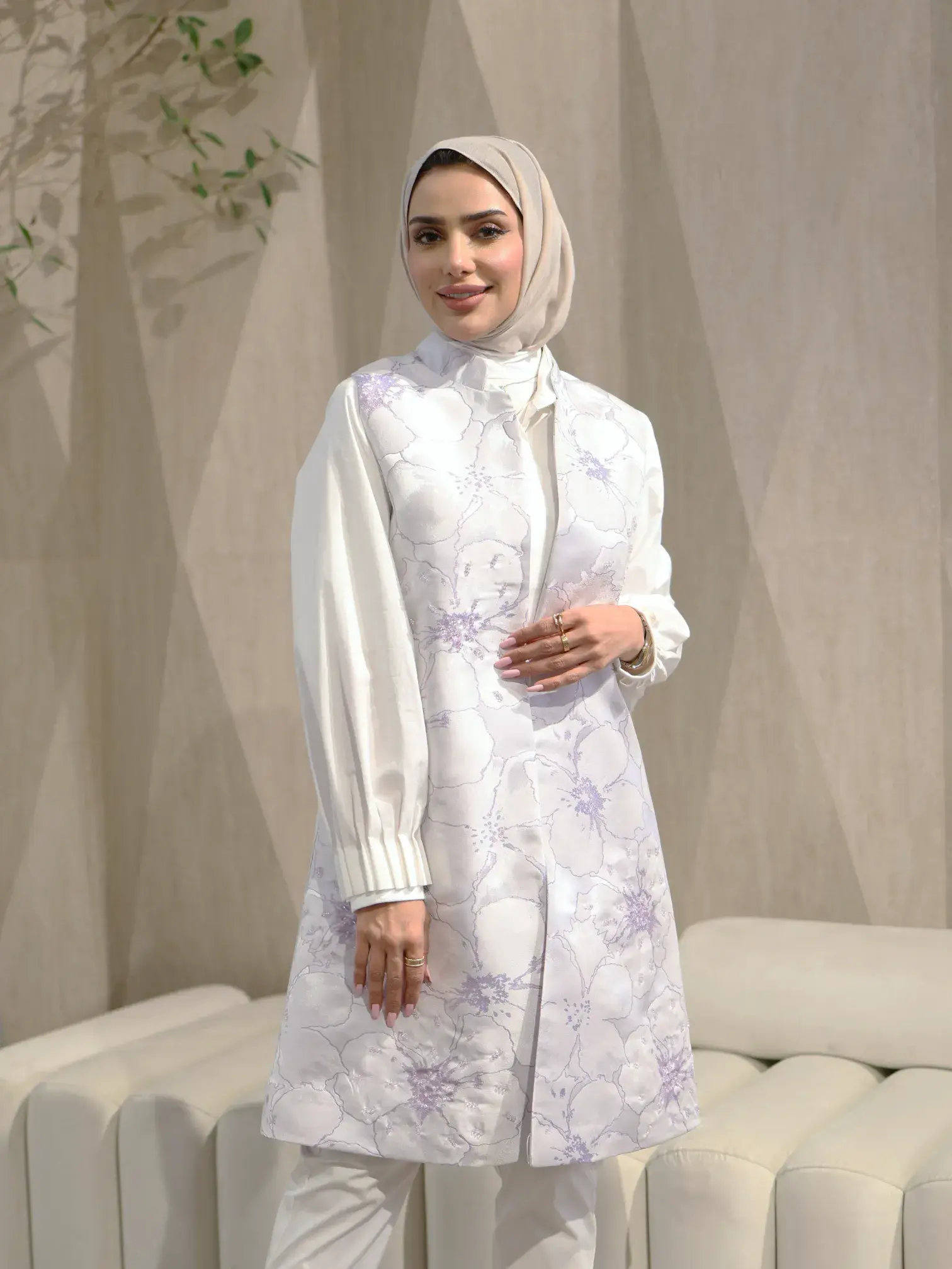 Elegant jacquard gilet - Purple - 1 image 2