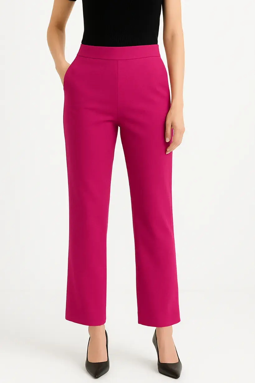 High Waist Pants With A Belt Behind Them - Mauve - 4 image 26