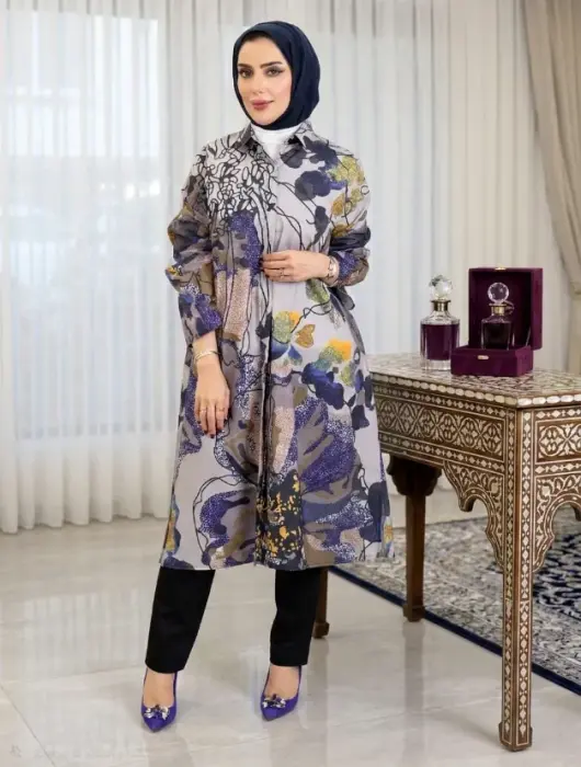 Long shirt made of soft cotton - Gray - FS image 0