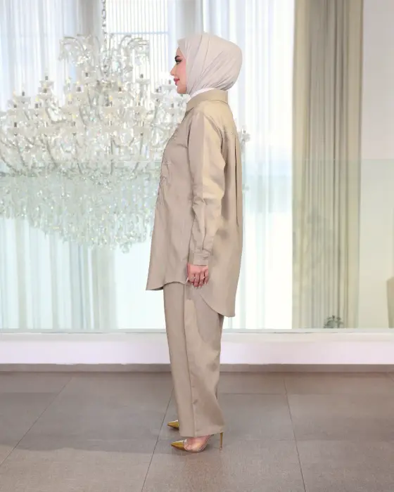 A luxurious shirt made of raw linen-Beige-1 image 1