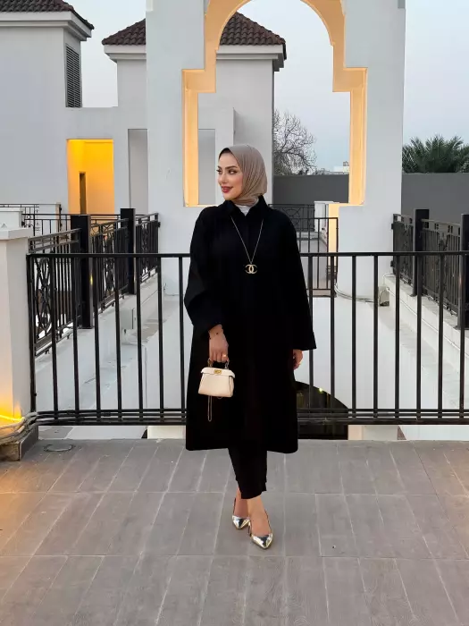 قميص طويل من الشامواه - اسود - 3 image 1