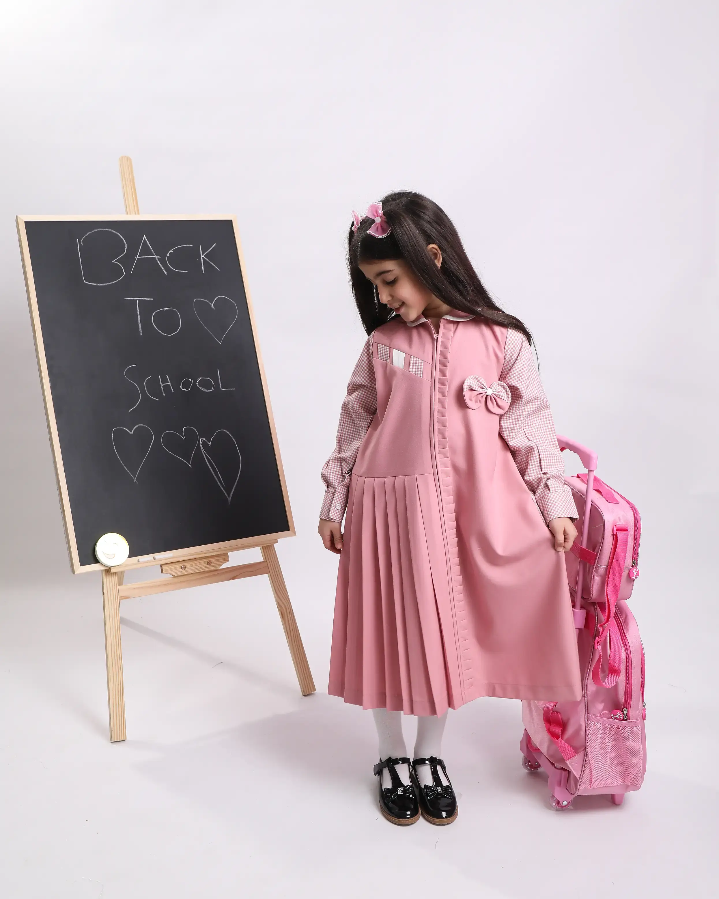 Full school uniform with bow and long sleeves - Pink - 6 image 2